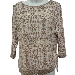 Ruby rd petite large pastel color 3/4 sleeve top with tie on One Side Asymmetric